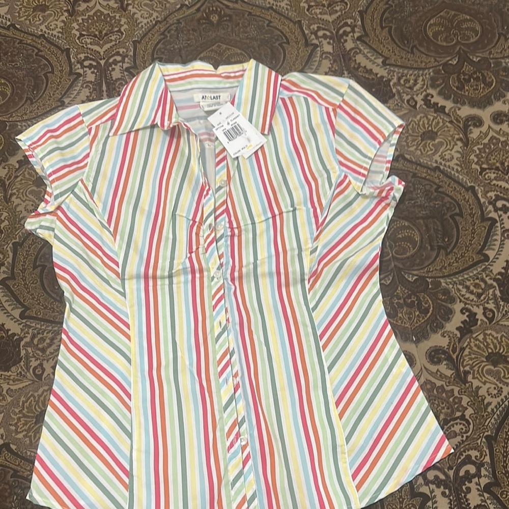 Multi-Color Striped Button-Up Shirt